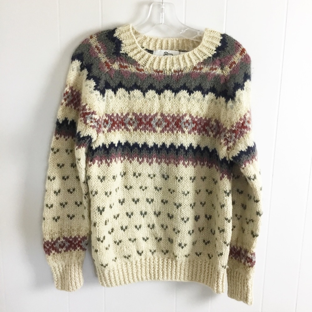 Vintage Woolrich Knit Sweater Size M Cream Women’s